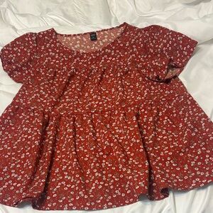 Elegant Red Floral Women's Blouse